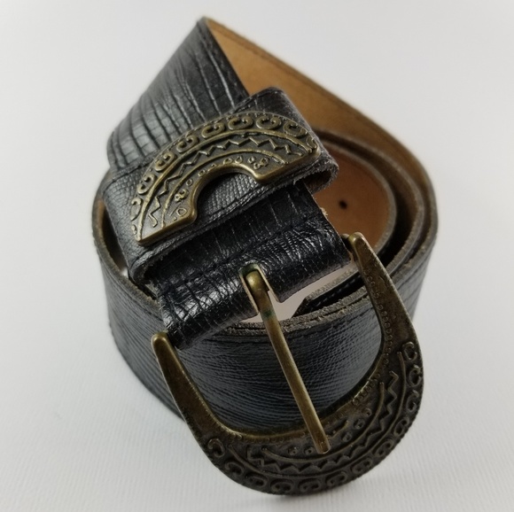 Senza Accessories - SENZA black leather crocodile belt